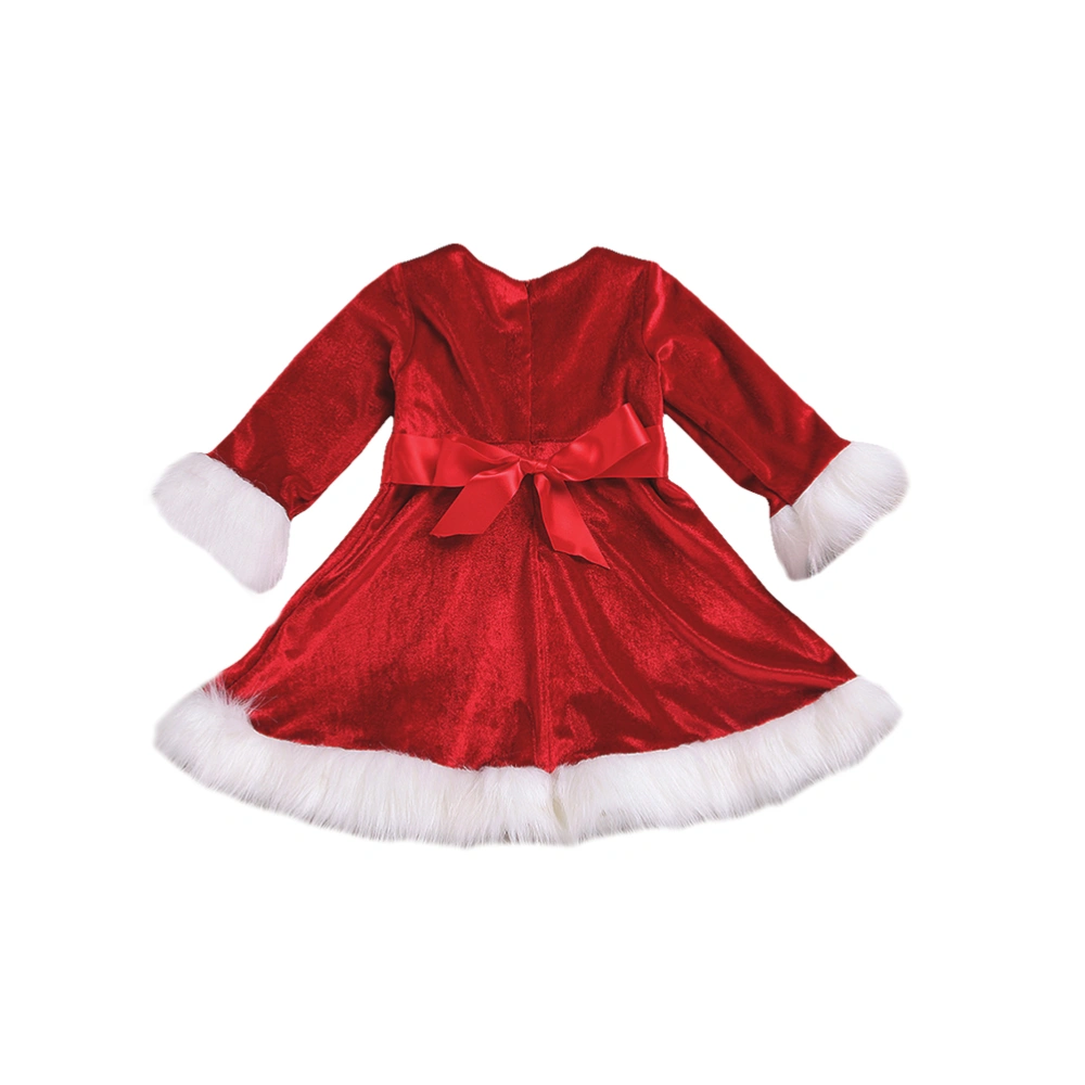 Kids Christmas Dress Christmas Long-Sleeve Dress Fashionable Little Girls Party