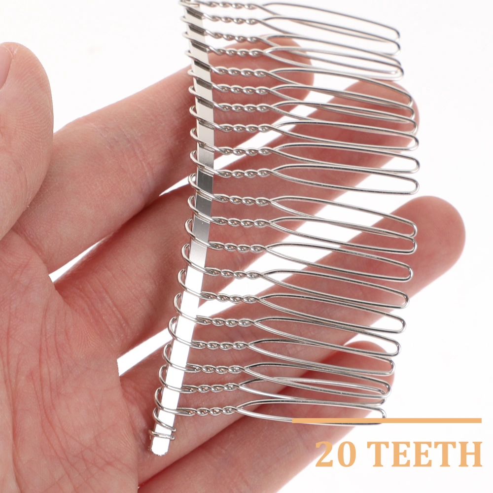 7.8cm 20 Teeth Fancy DIY Metal Wire Hair Clip Comb Bridal Wedding Veil Comb (Silver)