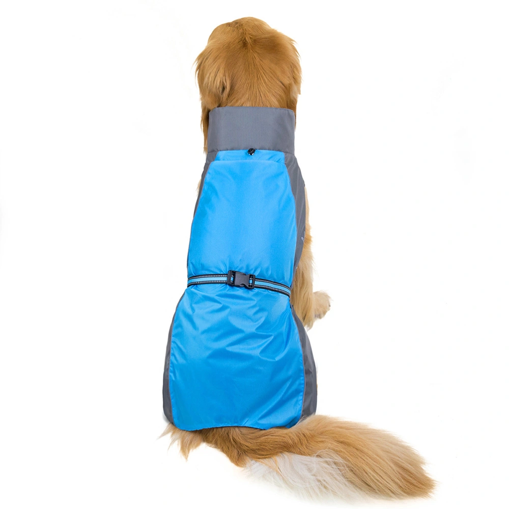 Fashion Pet Raincoat Waterproof Dog Clothes Thin Rain Protection Outfits Puppy Costume (Blue Size 5XL)