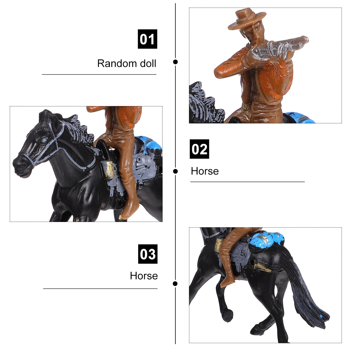 4pcs Cowboy Riding Design Model Toys Kids House Games Toy (Random Color)
