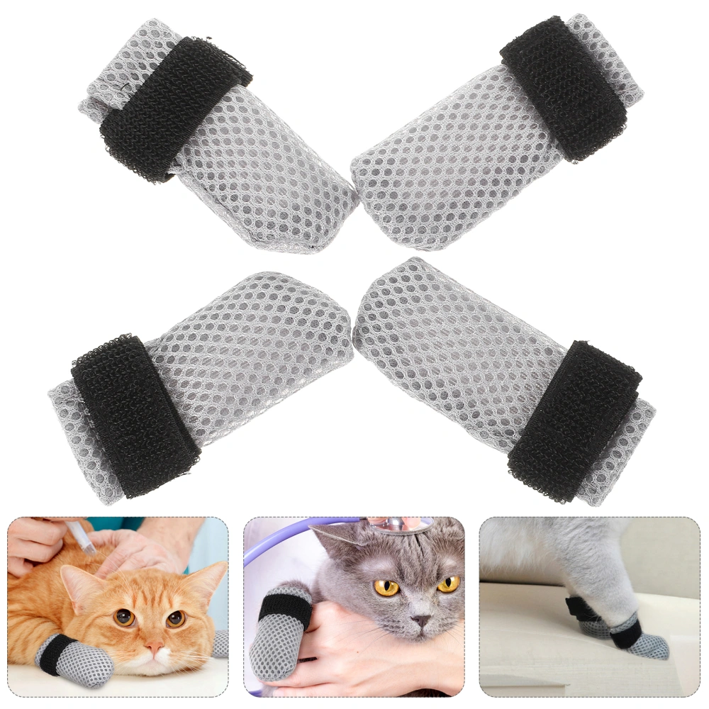 4Pcs Protective Cat Foot Cover Anti-Scratch Cat Claw Caps for Feeding Medicine