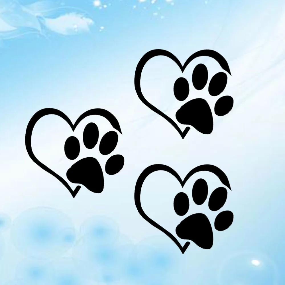 3pcs Dog Footprints Pattern Car Stickers Reflective Motorcycle Stickers Decorative Car Window Sticker (Black)