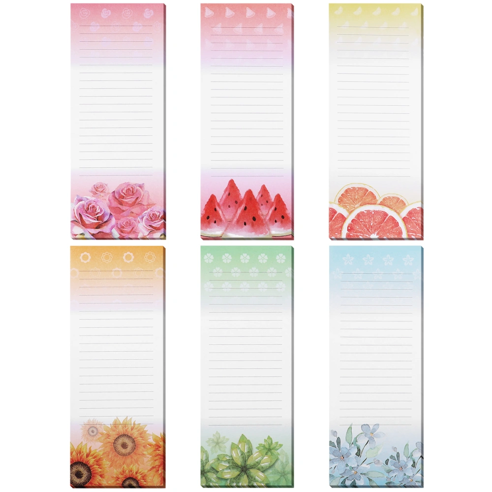 STOBOK 6PCS Magnetic Self-stick Notepads Refrigerator Reminders Memo Pad for Grocery Shooping