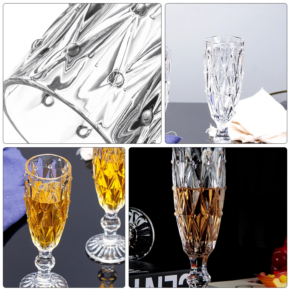 Retro Beverage Cups Relief Stemware European Style Champagne Glass for Home