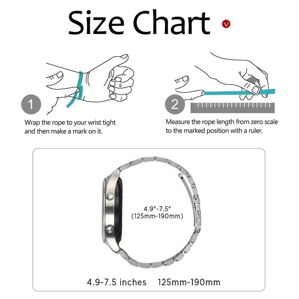 1pcs 22mm Width Metal Strap Watch Band Smart Watch Band for Gear S3 Watch(Silver)