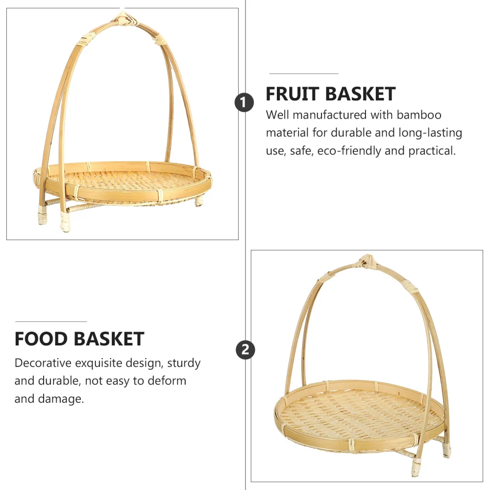 Bamboo Woven Fruit Dessert Basket Serving Food Storage Organizer Basket