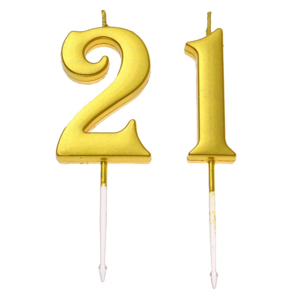 21st Birthday Glitter Numeral Candles Number Candles Cake Topper Decoration for Adults Kids Party (Number 2 and 1, Golden)