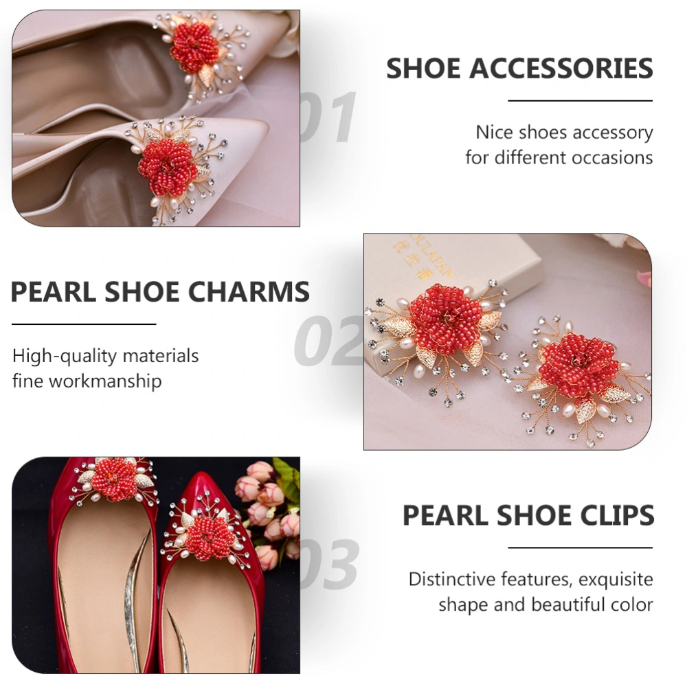 2Pcs Flower Shapes Shoe Buckles Bridal Wedding Shoes Charms Shoes Decorations