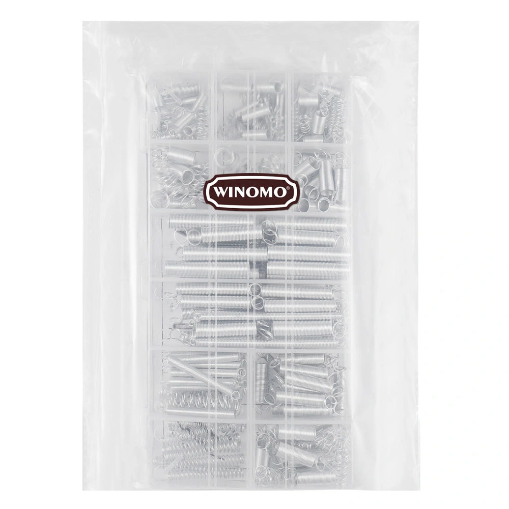 WINOMO 200PCS Spring Assortment Spiral Spring Galvanized Spring Set Spring Rate Extension Spring