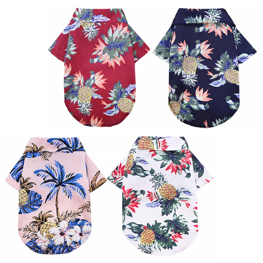 4pcs Hawaiian Dog Shirt Summer Sweatshirts Pet Shirt Cool Breathable Dog Clothes