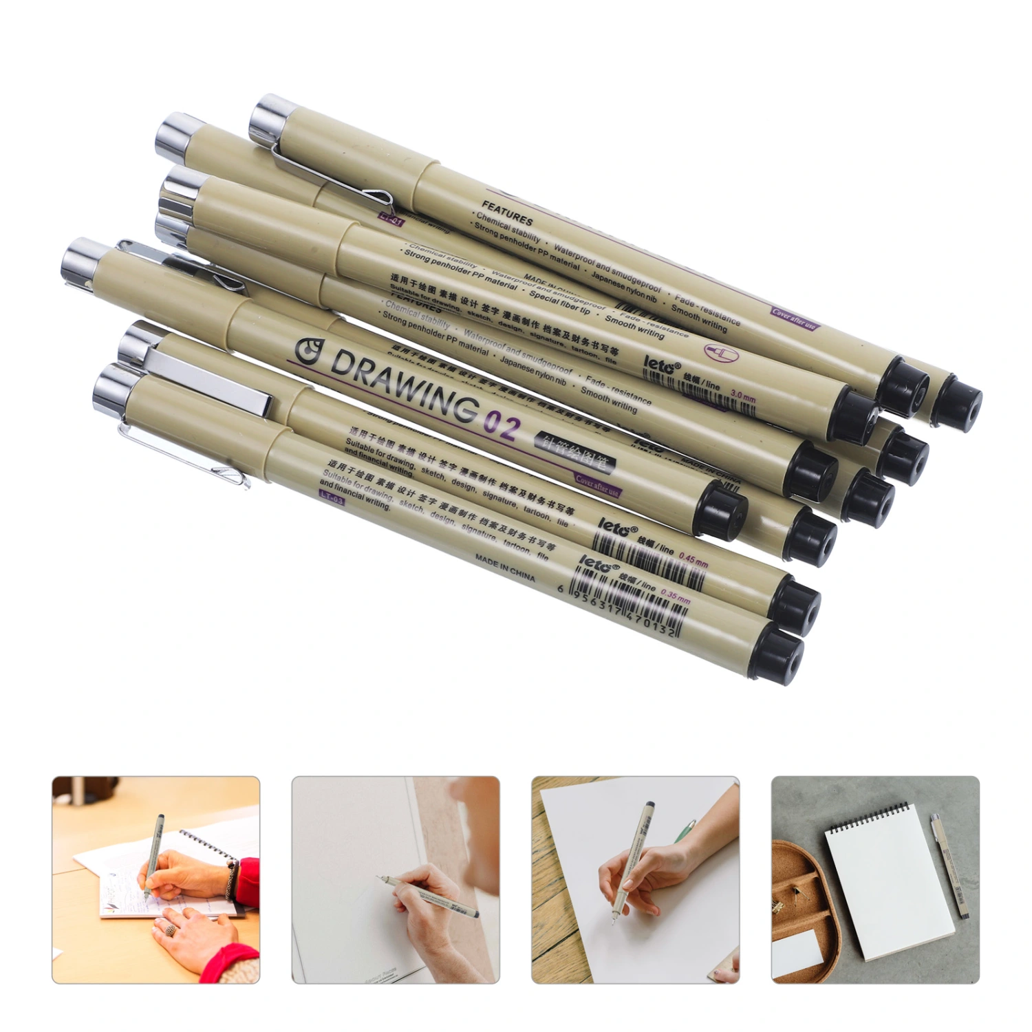 12pcs Portable Line Art Pens Professional Art Pens Multi-function Drawing Pens