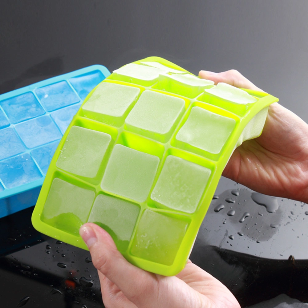 15 Cavities Ice Cube Cake Mold DIY Silicone Ice Brick Mould for Ice Jelly Cupcake Fondant (Green)