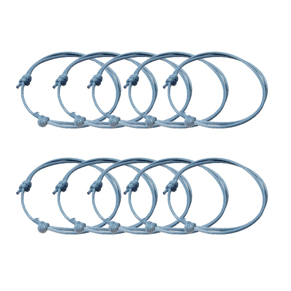 10pcs Colorful Adjustable Wax String Bracelet Fashion Simple Handmade Braided Bracelet Rope (Blue)