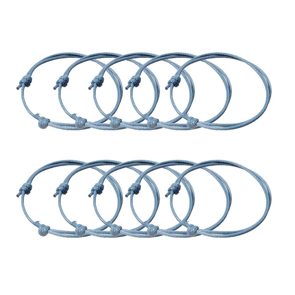 10pcs Colorful Adjustable Wax String Bracelet Fashion Simple Handmade Braided Bracelet Rope (Blue)