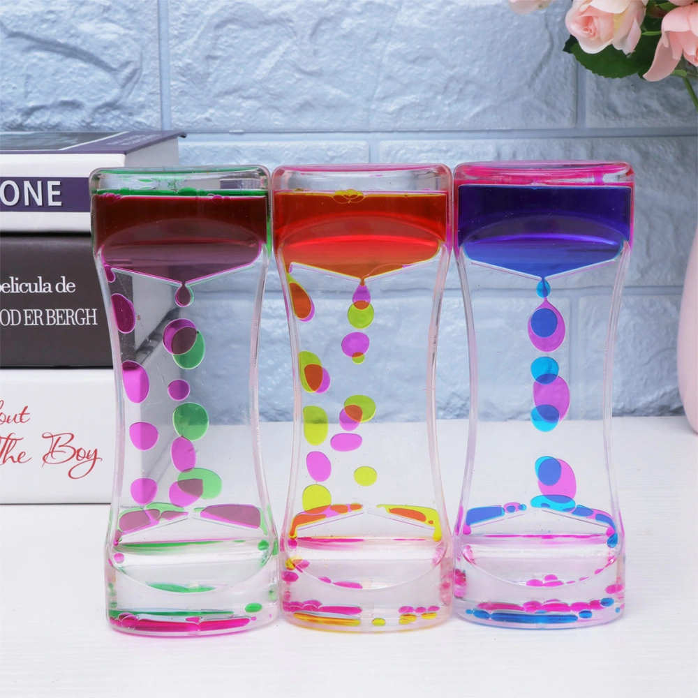 3pcs Double Colors Oil Hourglass Liquid Timer Desk Decor Birthday Gift Children Toy (Blue and Pink + Green and Pink + Yellow and Pink, 1pc Each)