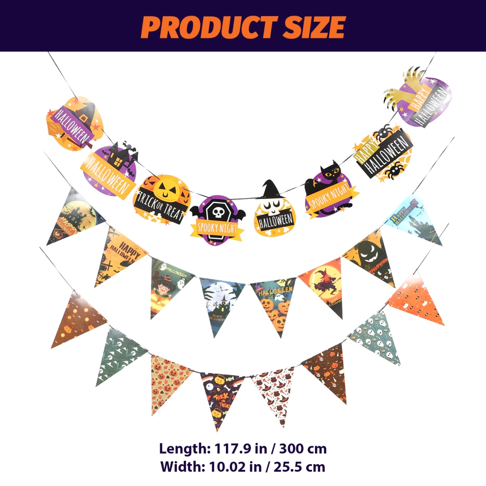 3pcs Halloween Bunting Paper Banner Halloween Party Decoration for Outdoor Indoor