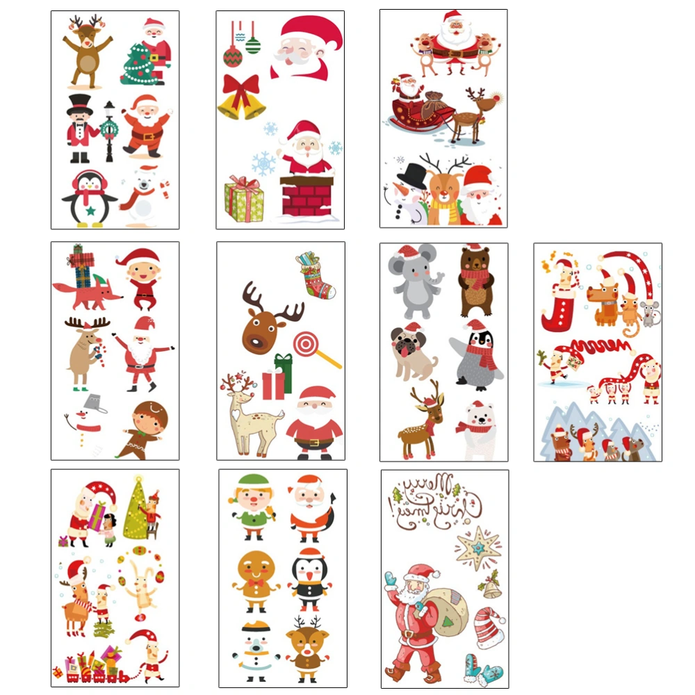 20 Sheets of Christmas Cartoon Stickers Christmas Elements Tattoos Kids Decorative Sticker