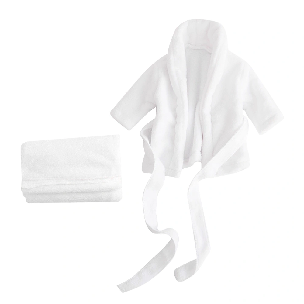 Newborn Bathrobe Pure Cotton Thickened Baby Photo Bathing Suits Photo Garment (White Suitable for 0-1 Month Baby)