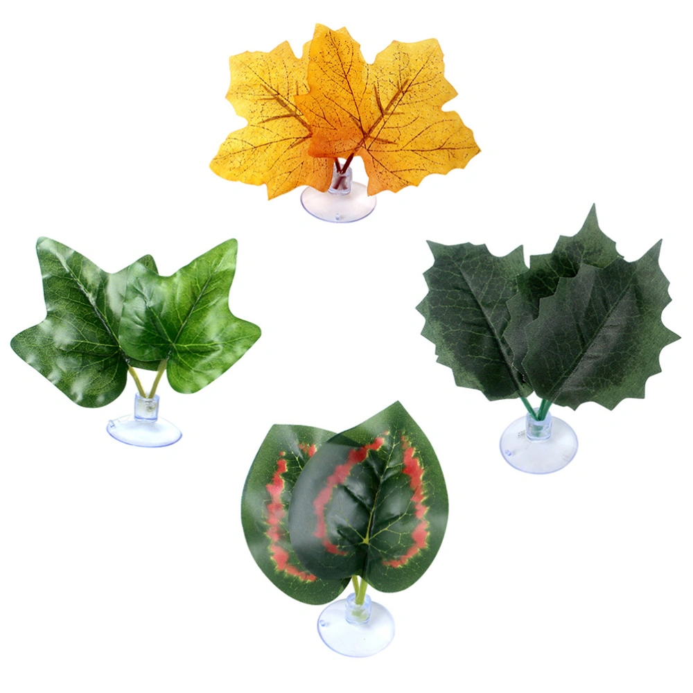 4Pcs Fish Tank Resting Leaf Hammock Breeding Bed with Suction Cup Aquarium Decor