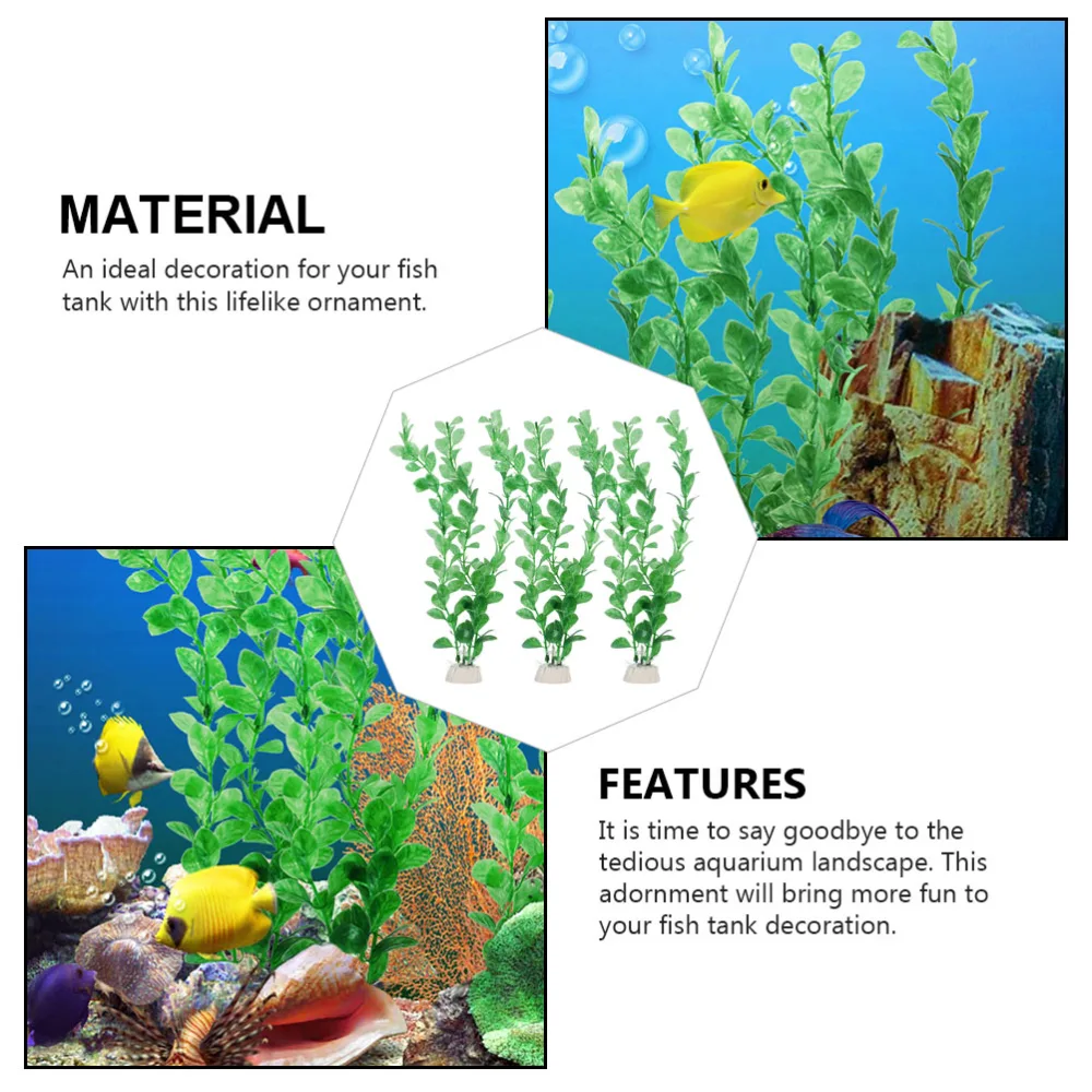 3 Sets Artificial Underwater Plant Decors Aquarium Ornaments for Fish Tank