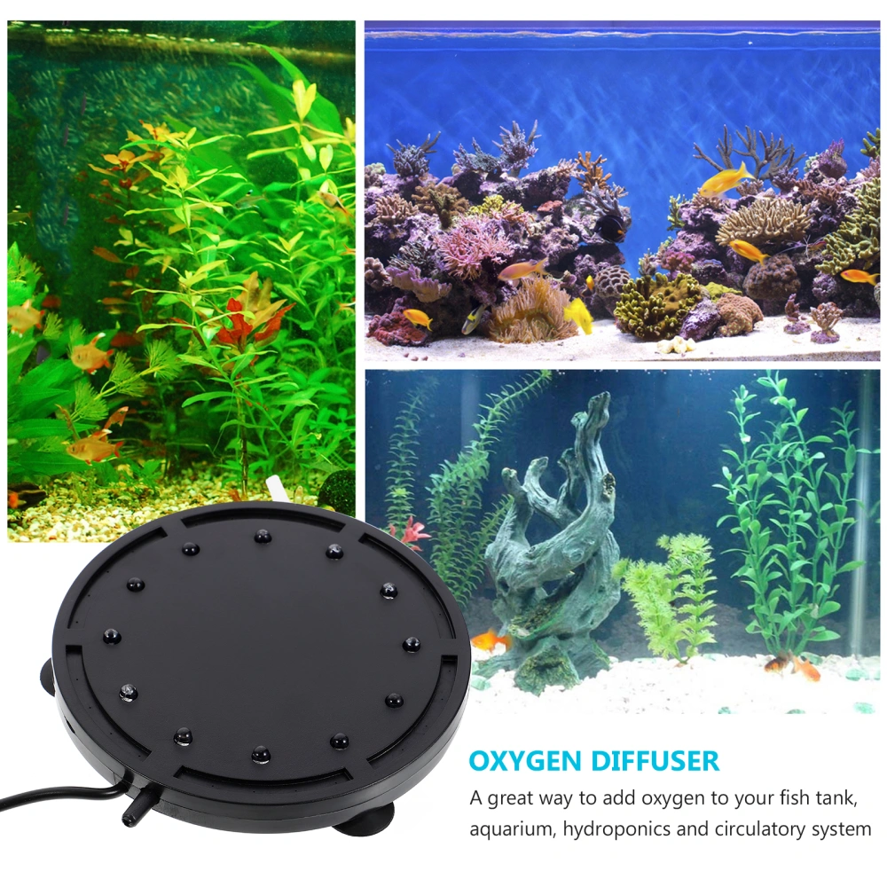 Aquarium Air Bubble LED Light Fish Tank Air Stone Disk Air Bubbler 12LED EU Plug