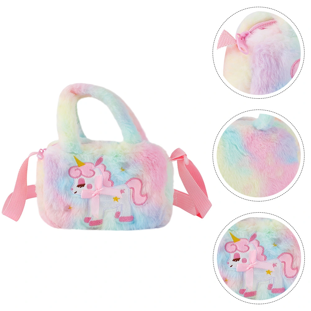 Unicorn Plush Crossbody Purse Cartoon Crossbody Bag Kids Plush Purse Adorable Handbag