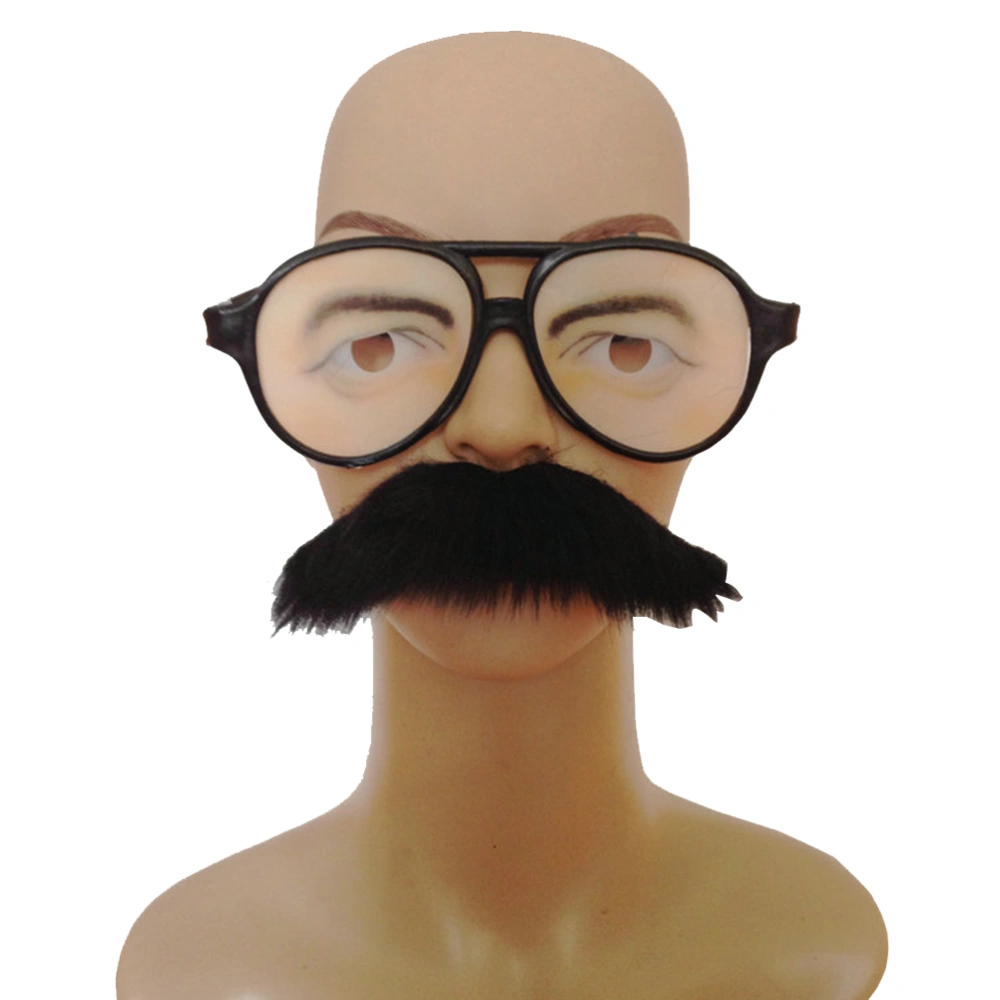 Funny Glasses with Self-adhesive Fake Mustache Prank Disguise Supplies Performance Cosplay Party Props