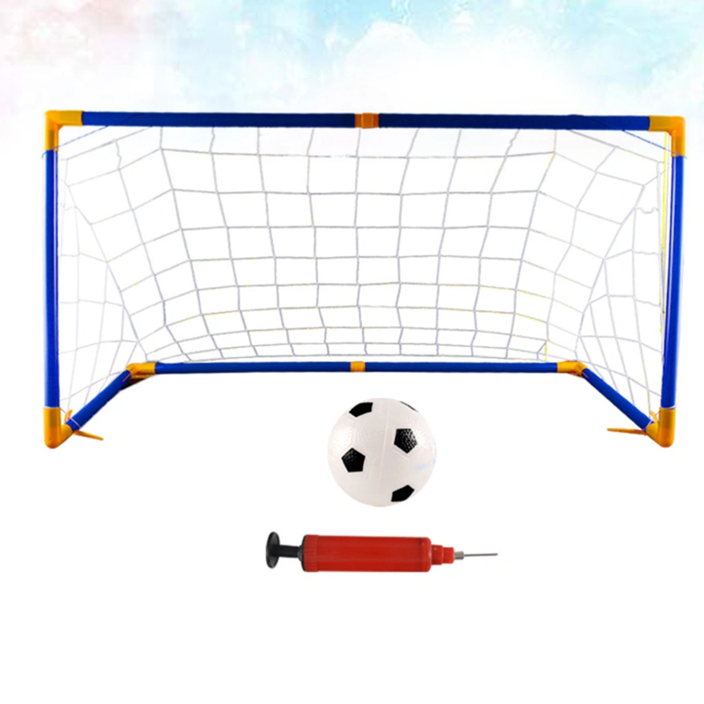 1 Set of Portable Assembly Soccer Gate Indoor Outdoor DIY Football Net Soccer Goal Door Sports Toys Size S (2Pcs Long Tubes, 4Pcs Short Tubes, 6Pcs L Shape Tubes, 1Pc Soccer Net, 1Pc Soccer Ball, 1Pc Inflator)