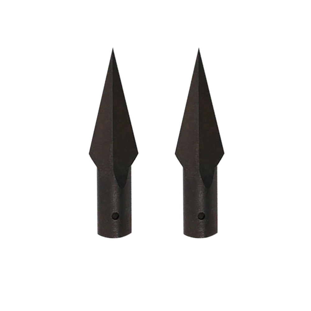 2PCS 8mm Replacement Arrowhead Retro Arrow Tips Carbon Steel Archery Accessories (Black)