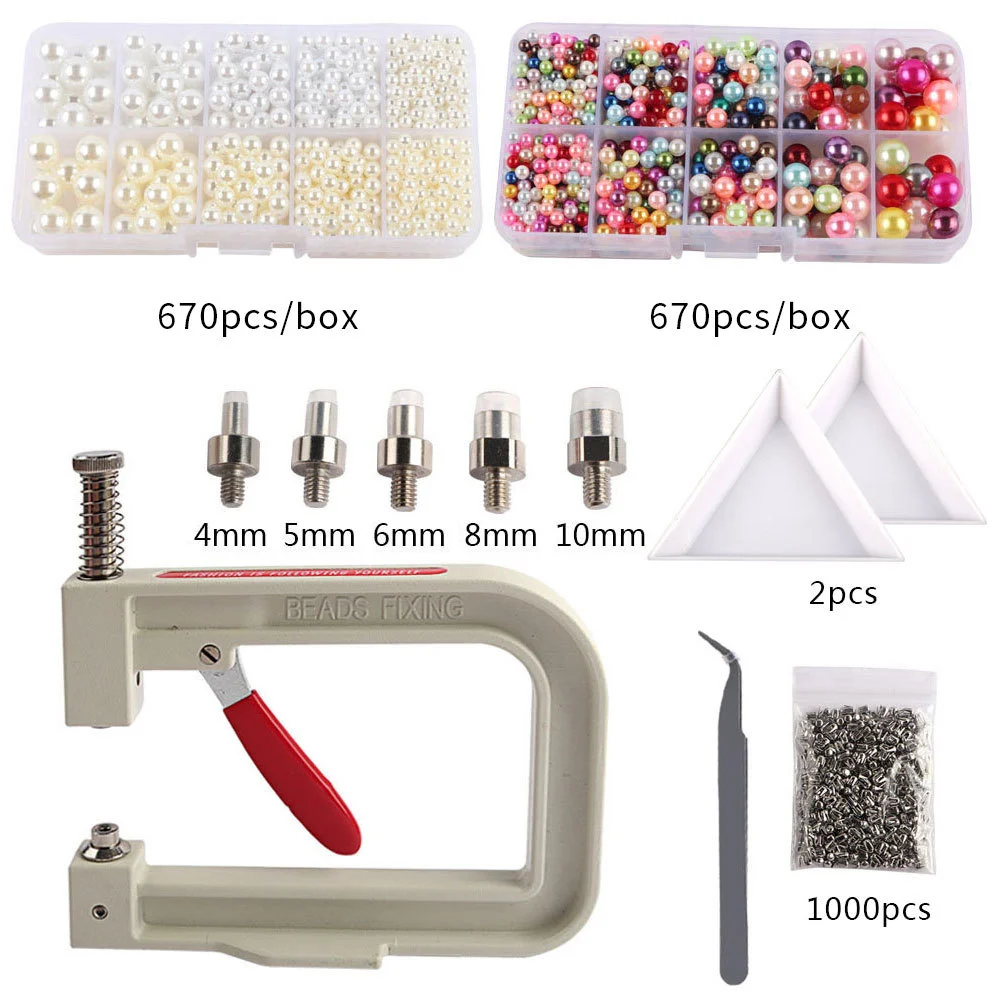 1 Set of Manual Beading Machine Pearl Setting Machine Pearls Hand Press Set for Craft