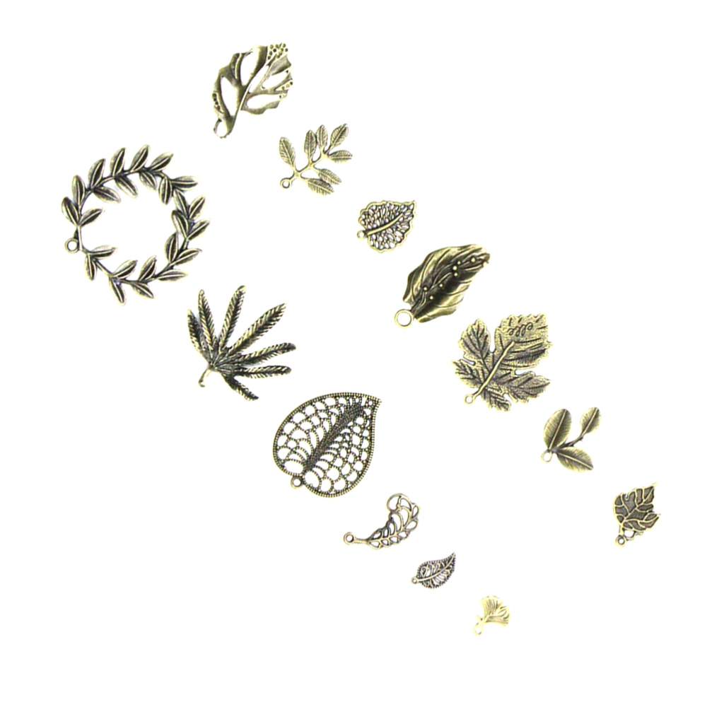 40pcs Creative Leaves Pendant Retro Leaf Set DIY Accessory for Bracelet Necklace Jewelry Decoration (Bronze)