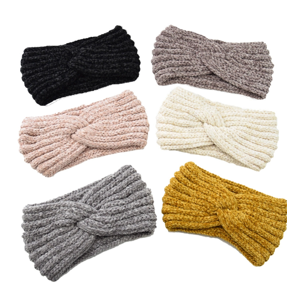 Knitted Headband Cross Sports Headwrap Woolen Yarn Hair Hoops Hair Band Exercise Headdress for Women Girls White