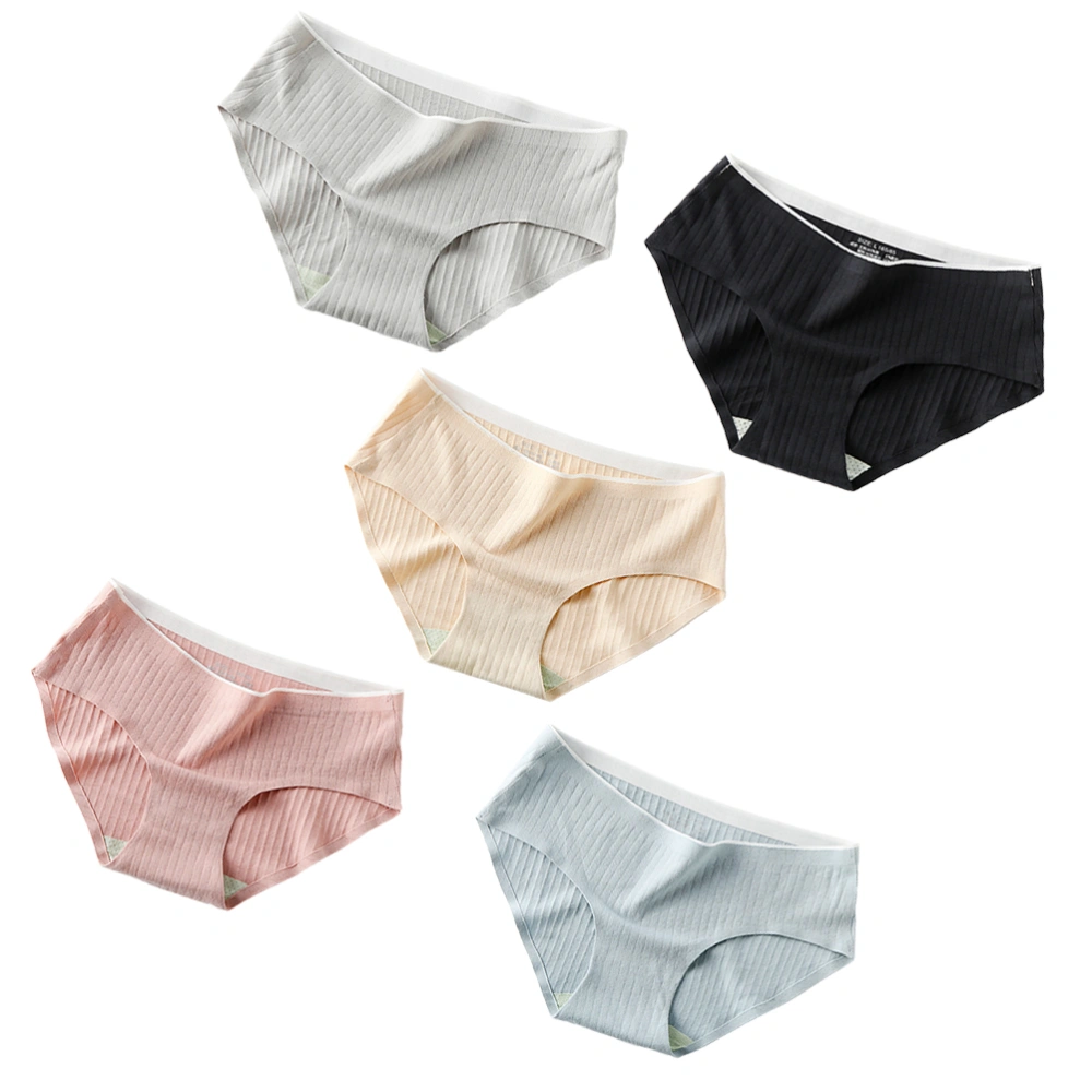 5Pcs Women Seamless Panties Mid-waist Breathable Underwear Thin Underpants