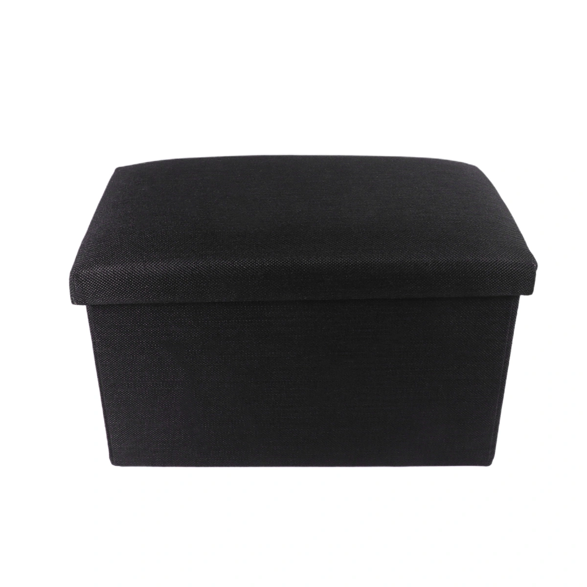 Foldable Storage Ottoman with Folding Toy Chest Storage Box Linen Fabric Ottomans Bench Foot Rest for Bedroom Living Room (Black)