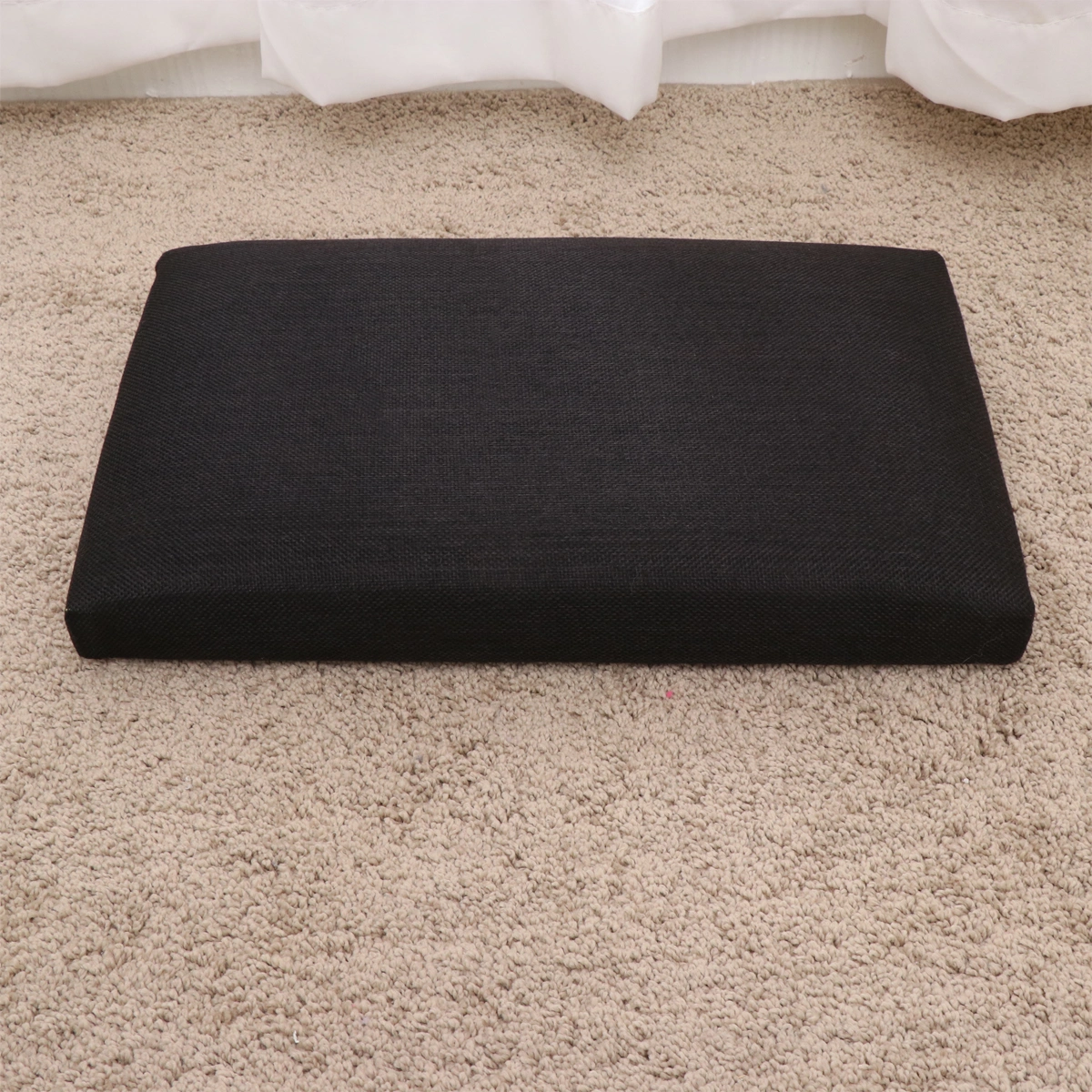 Foldable Storage Ottoman with Folding Toy Chest Storage Box Linen Fabric Ottomans Bench Foot Rest for Bedroom Living Room (Black)