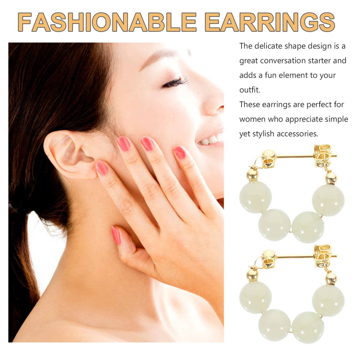 1 Pair Natural Jade Earrings Women Jade Earring Ear Decor Ear Jewelry for Women