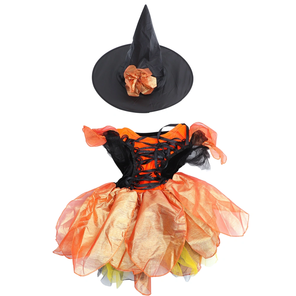 1 Set Witch Costume Halloween Party Dress up Witch Dress with Hat for Girl