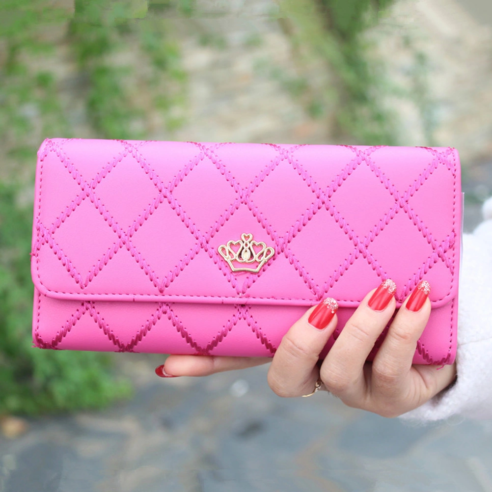 Women Girls PU Multi Holder Long Wallet Purse Cellphone Bag Clutch Bag (Rosy)