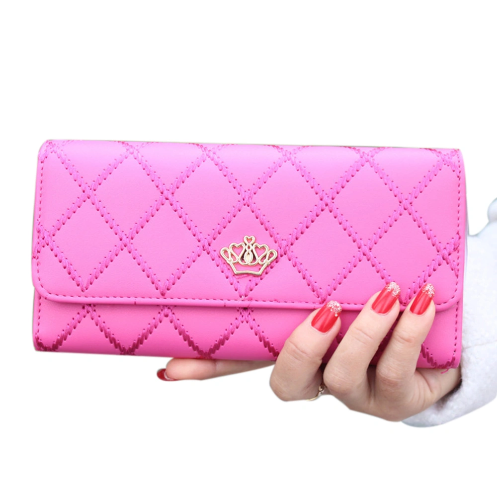 Women Girls PU Multi Holder Long Wallet Purse Cellphone Bag Clutch Bag (Rosy)