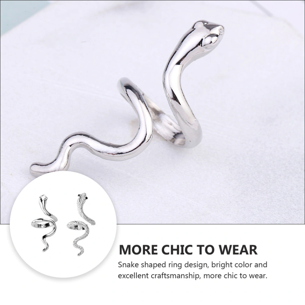 2pcs Exaggerated Personality Snake Shaped Ring Creative Female Finger Ring