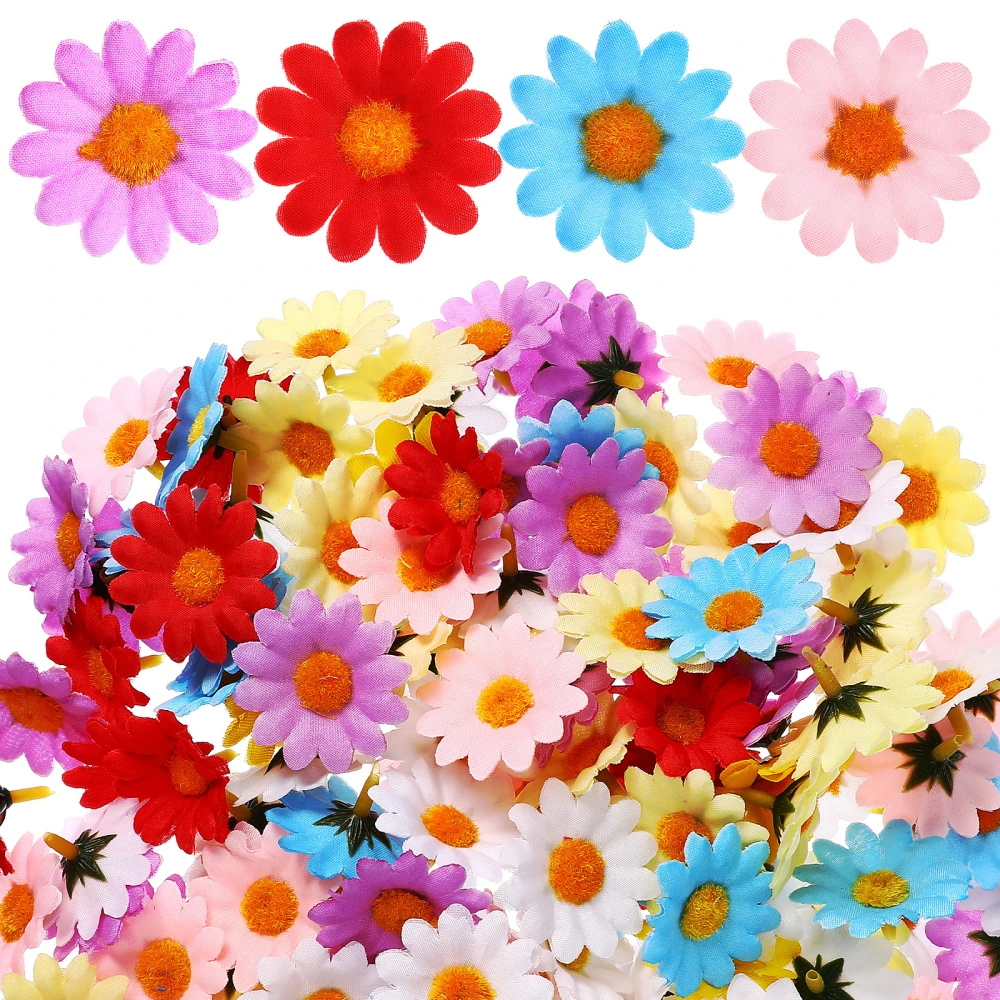 150 Pcs Artificial Sunflower Heads Multicolor Artificial Daisy Flower Heads for Diy Wreaths Gifts Crafts