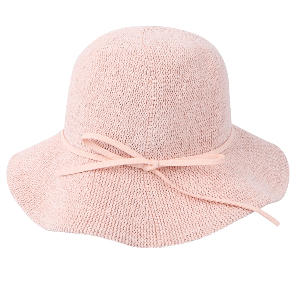 Versatile Bucket Hat Bowknot Decorated Hat Knit Bowler Hat Summer Sun Hat