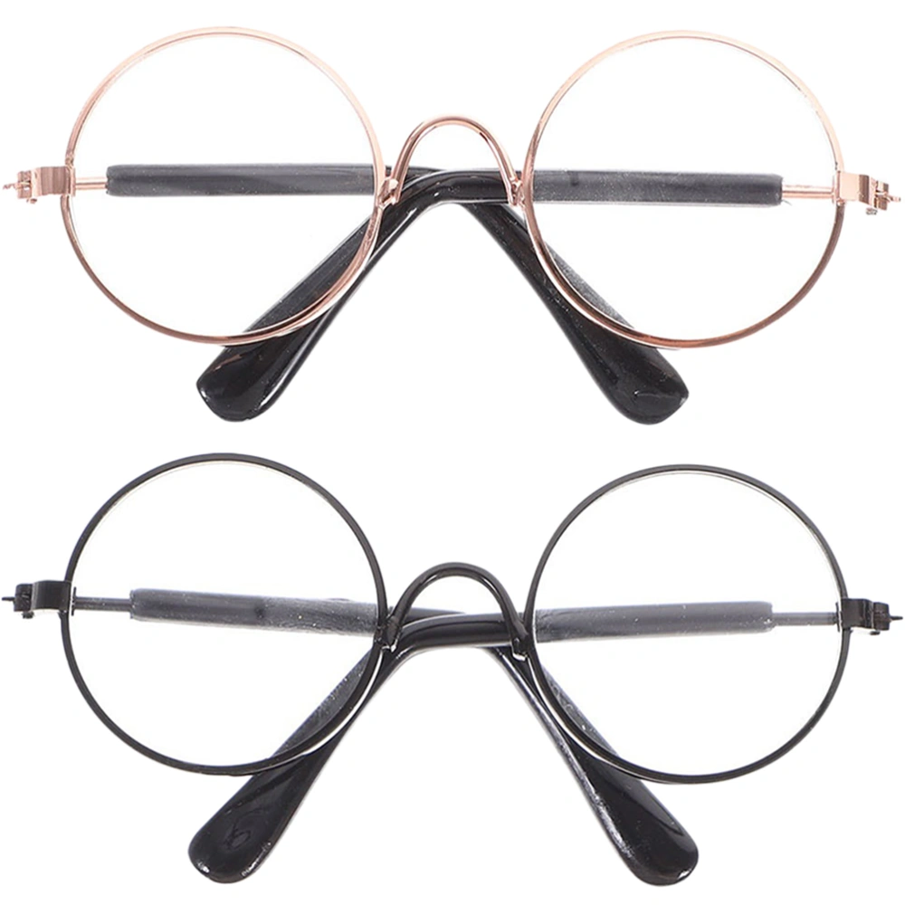 2pcs Doll Mini Eyeglasses Imitation Eyeglass Props Compact Doll Small Glasses