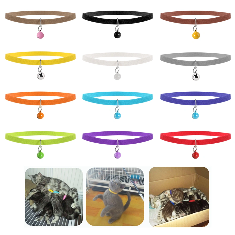 UEETEK 12 Colors 20*1cm Adjustable Puppy ID Bands Collars Double Side Super Plush Dog Collars