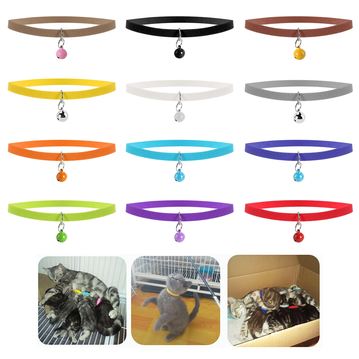 UEETEK 12 Colors 20*1cm Adjustable Puppy ID Bands Collars Double Side Super Plush Dog Collars