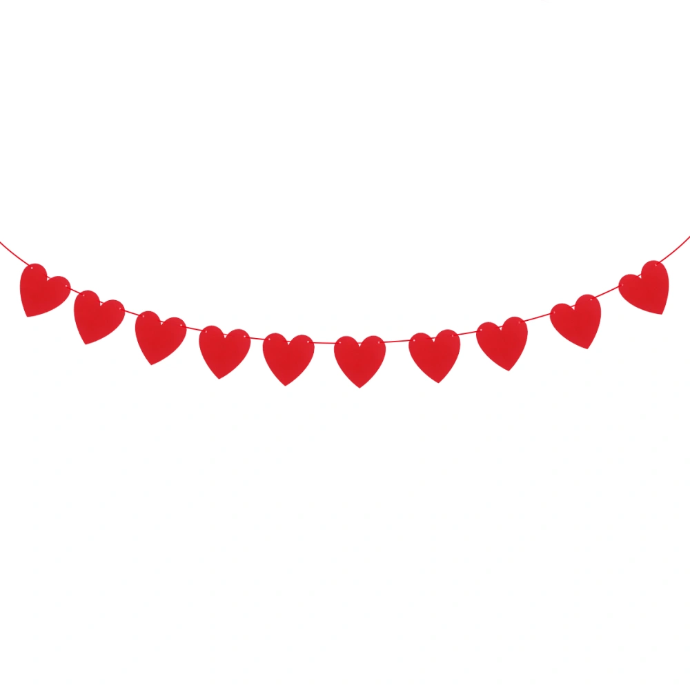 2.5 Meters Hanging Decor Red Love Heart Bunting Banners Garland Wedding Valentine's Day Birthday Bridal Shower Marriage Proposal Romantic Decorations Backdrop Party Supplies