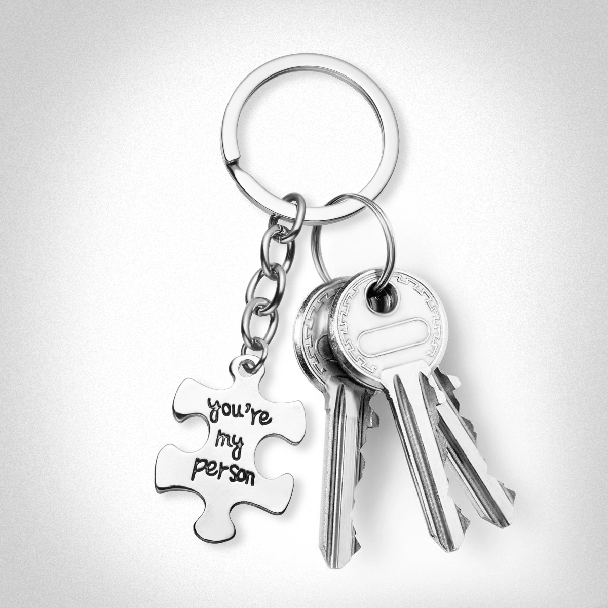WINOMO 2PCS “You Are My Person” Stainless Steel Keychain for Men Women Lovers Key Ring Chain Couple Love Forever Gift Alphabet Puzzle Key Chain