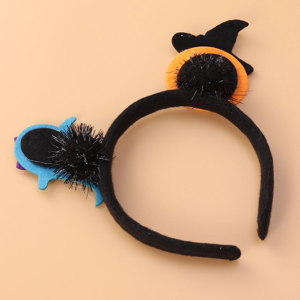 Halloween Headband Witch Skull Pumpkin Pattern Hair Headpiece for Kids Halloween Costume Party (Pumpkin+Ghost)