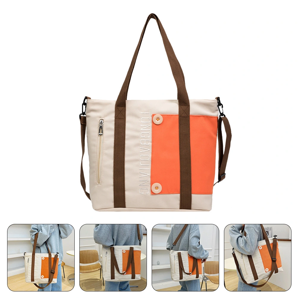 Large Capacity Canvas Shopping Bag Foldable Storage Bag Lightweight Tote Bag