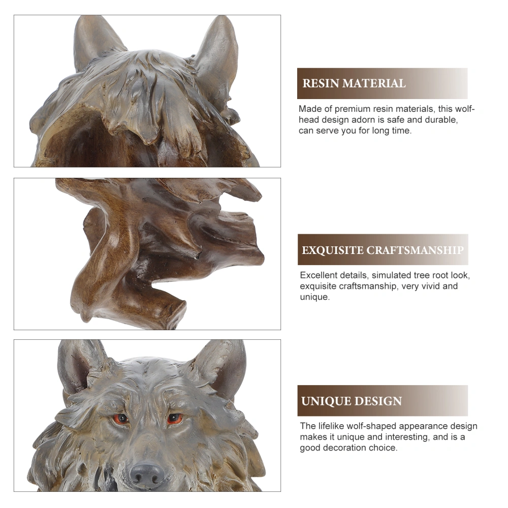 1 Pc Wolf-head Model Simulation Animals Crafts Home Resin Decor Desktop Adorn